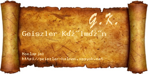 Geiszler Kálmán névjegykártya